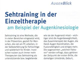 Sehtraining in der Einzeltherapie am Beispiel der Augenkinesiologie